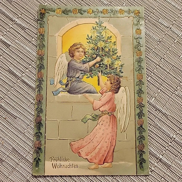 Other - 𝅺VINTAGE Christmas Holiday Postcard, European ephemera, early 1900s